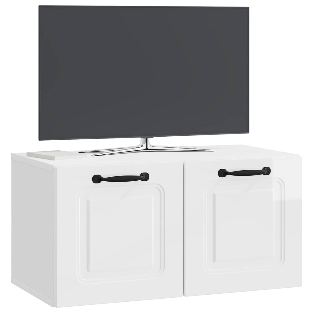Wandmontierter TV-Schrank Hochglanz Weiß 59,5 x 31 x 30 cm