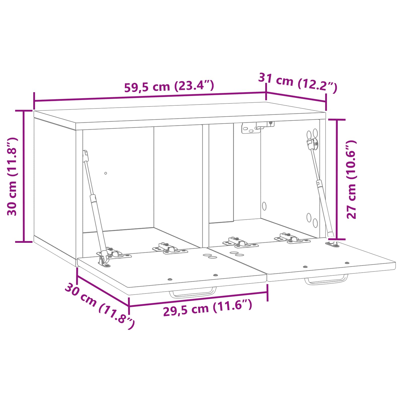Wandmontierter TV-Schrank Artisan-Eiche 59,5 x 31 x 30 cm