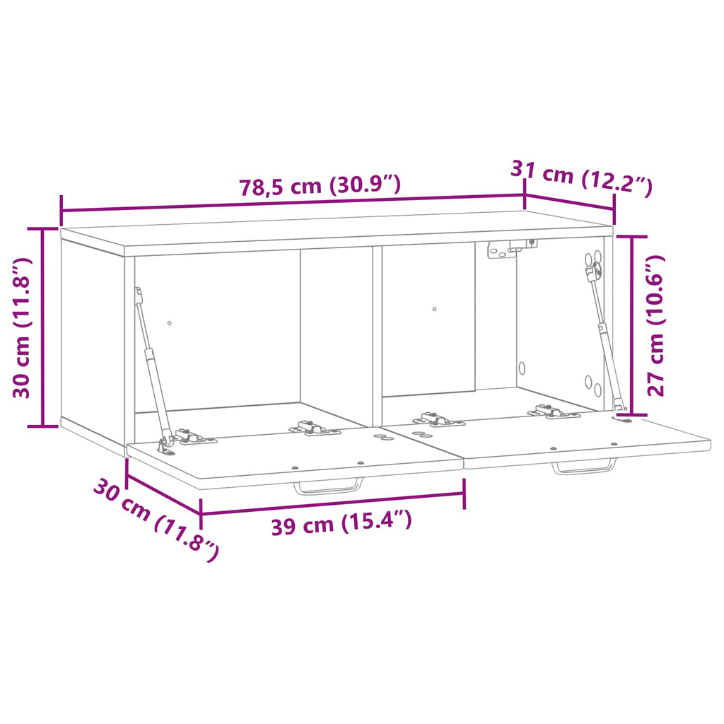 Wandmontierter TV-Schrank Weiß 78,5 x 31 x 30 cm Holzwerkstoff