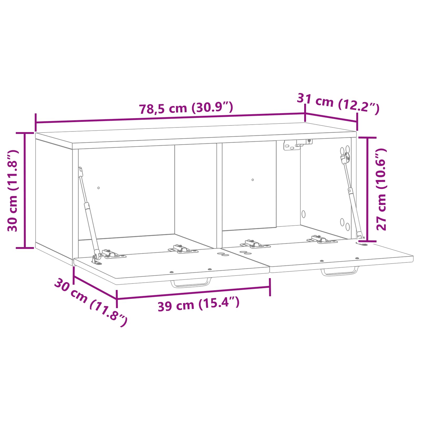 Wandmontierter TV-Schrank Weiß 78,5 x 31 x 30 cm Holzwerkstoff
