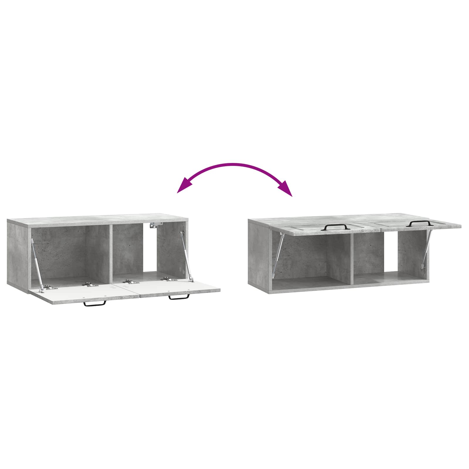 Wandmontierter TV-Schrank Betongrau 78,5 x 31 x 30 cm