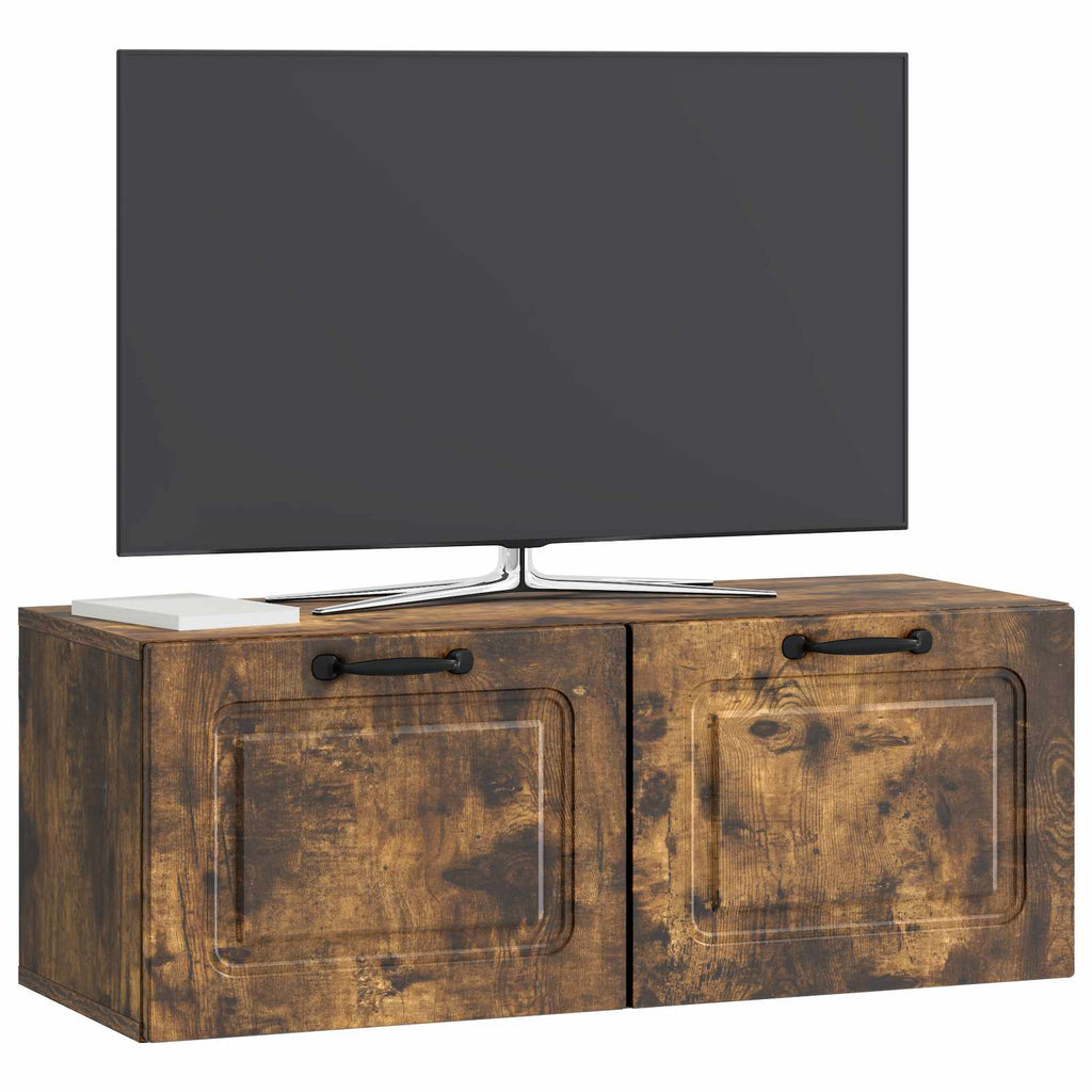 Wandmontierter TV-Schrank Geräucherte Eiche 78,5 x 31 x 30 cm