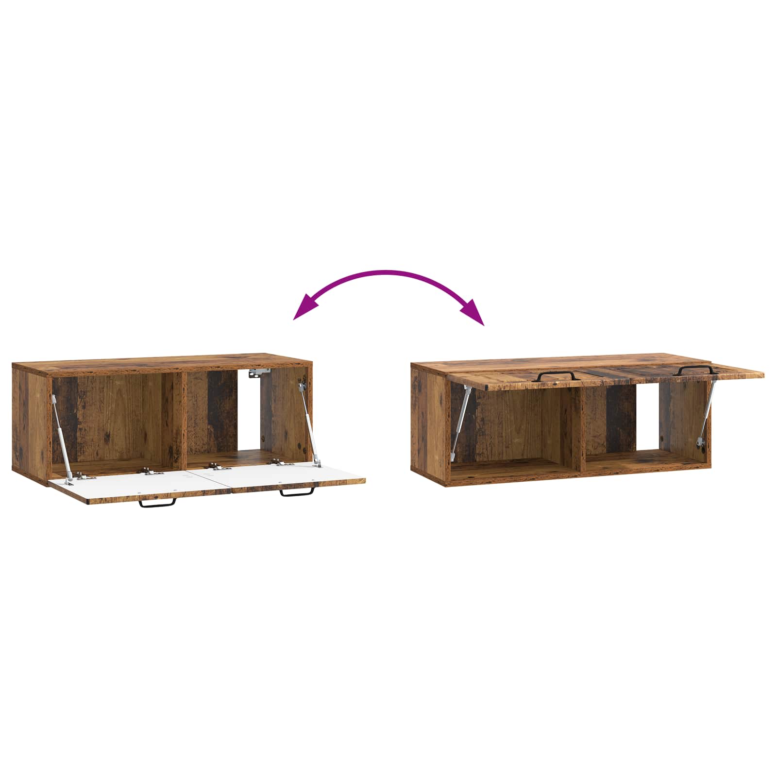 Wandmontierter TV-Schrank Altholz 78,5 x 31 x 30 cm