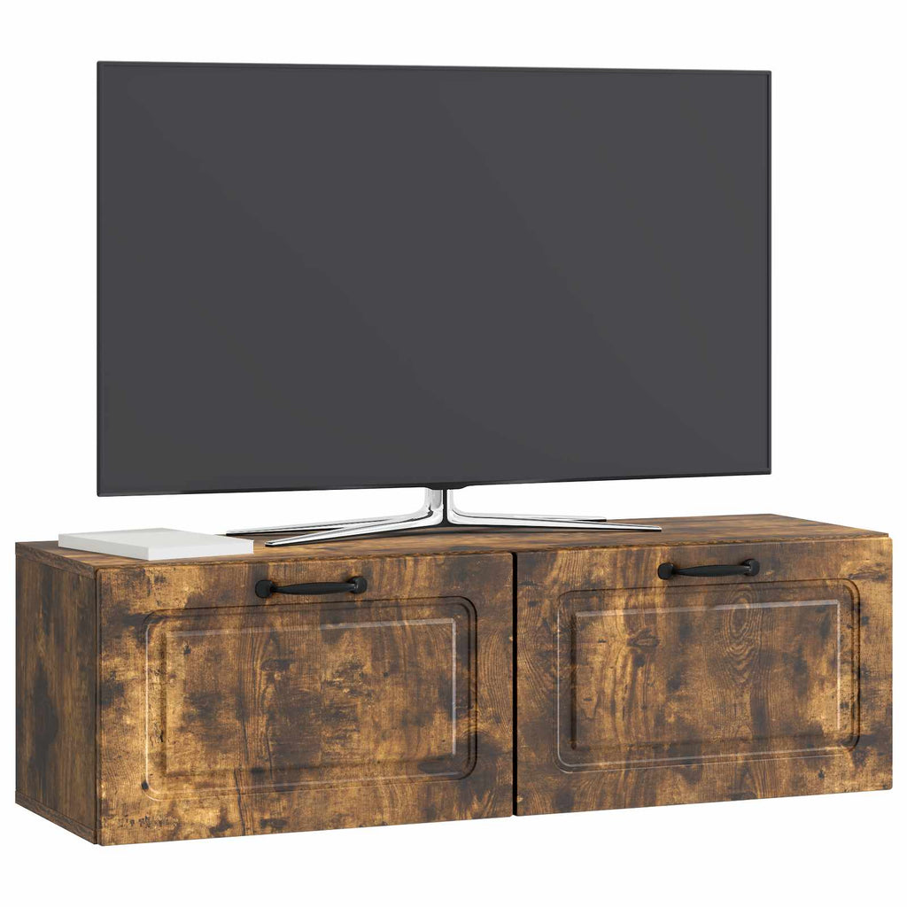 Wandmontierter TV-Schrank Geräucherte Eiche 98 x 31 x 30 cm