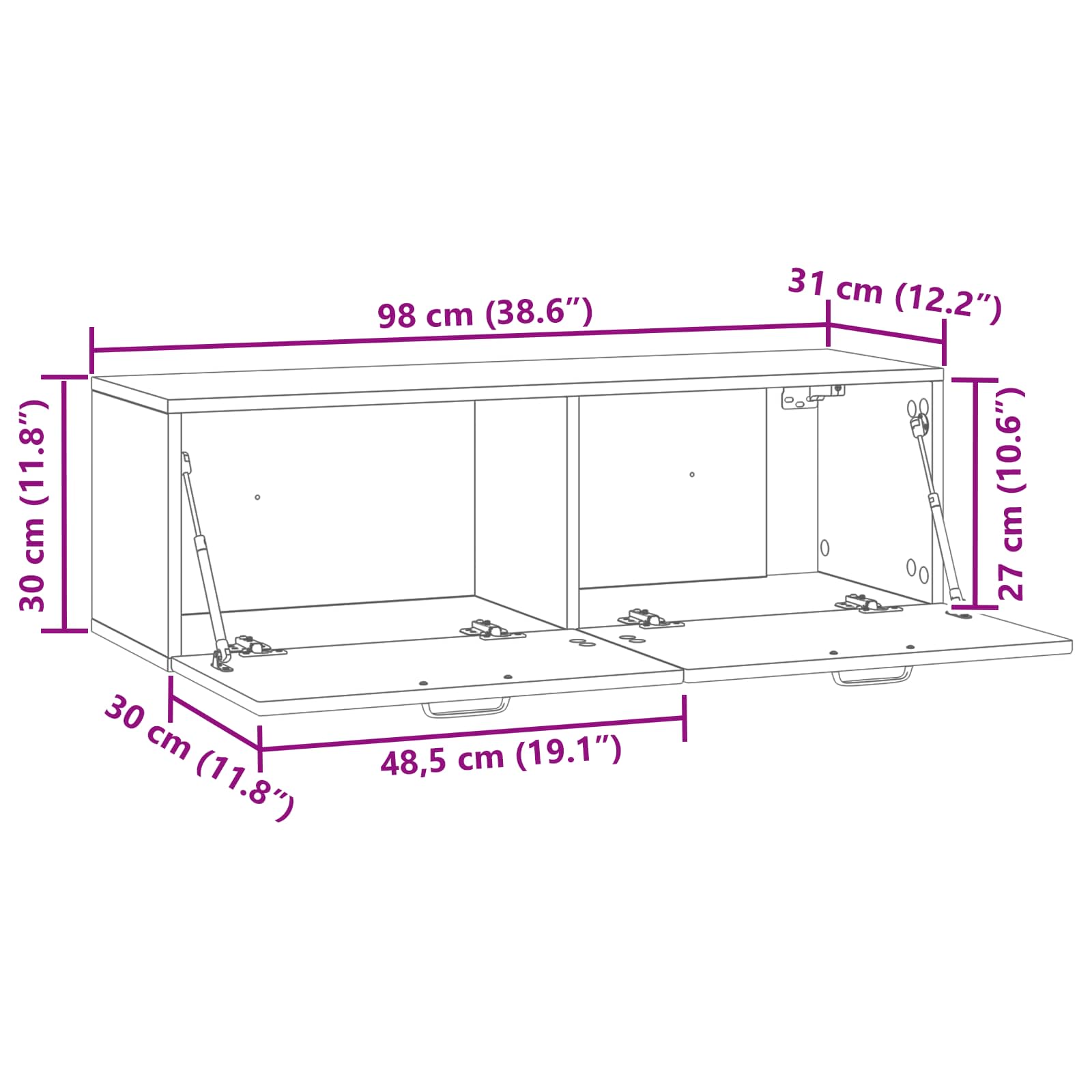 Wandmontierter TV-Schrank Altholz 98 x 31 x 30 cm Holzwerkstoff