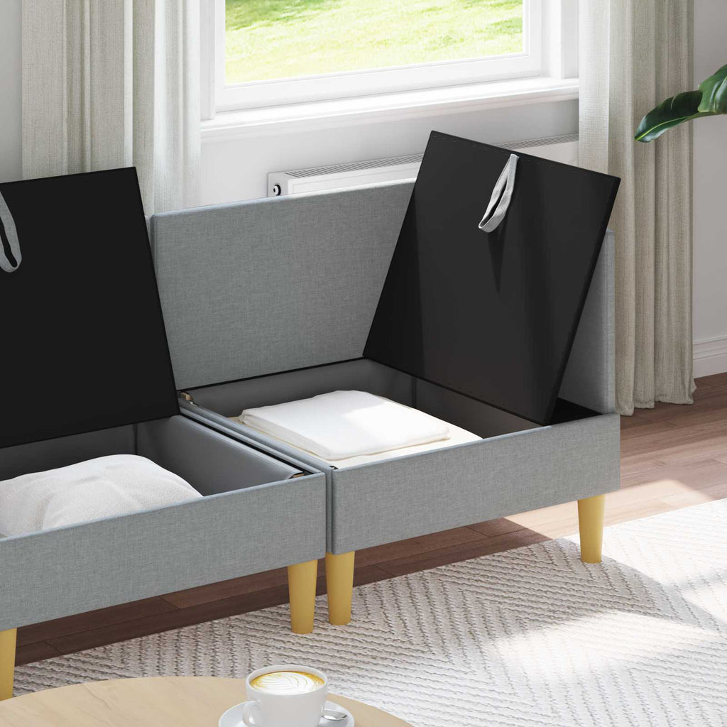 Modular Sofa Set mit Stauraum 3 pcs Hellgrau Stoff