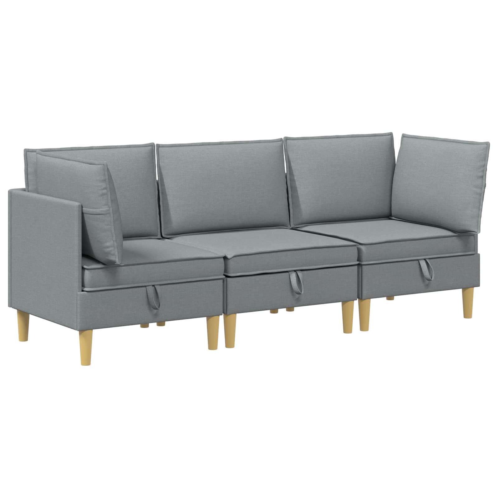 Modular Sofa Set mit Stauraum 3 pcs Hellgrau Stoff