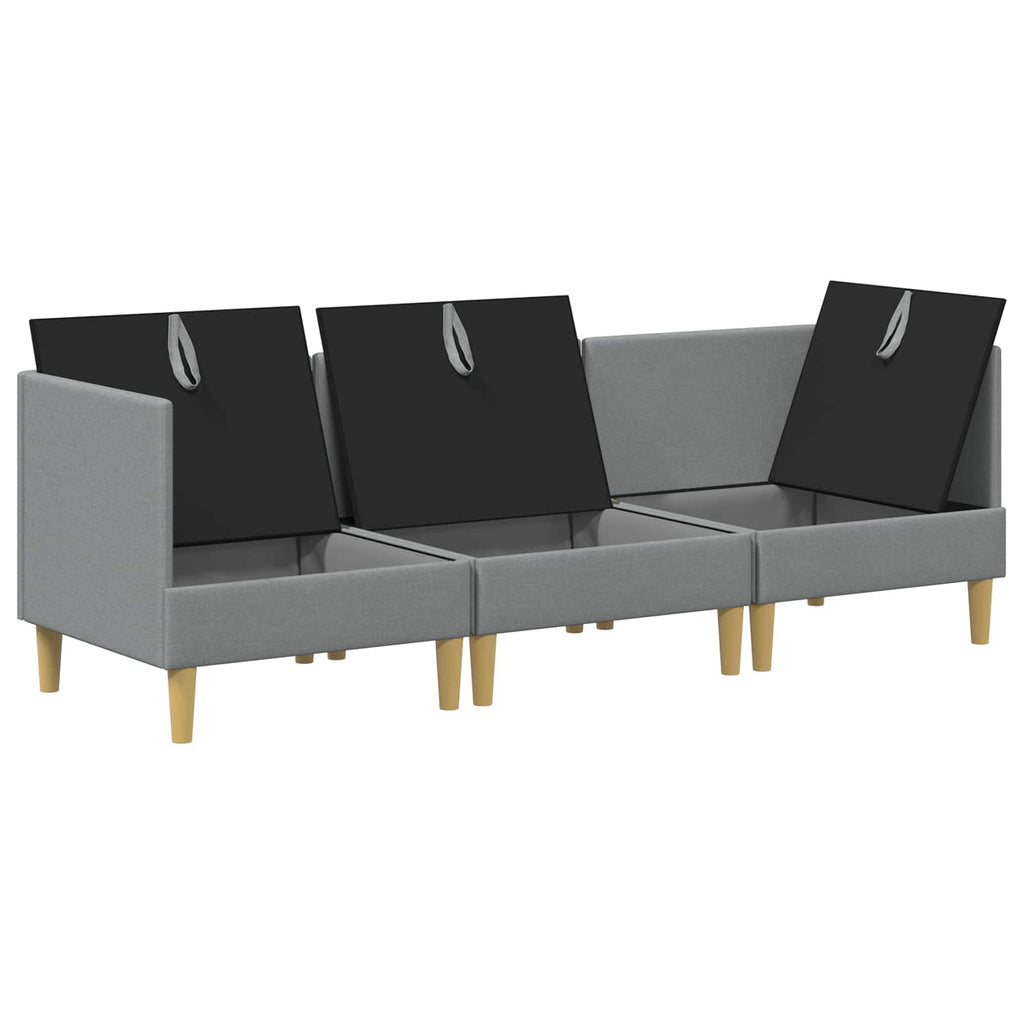 Modular Sofa Set mit Stauraum 3 pcs Hellgrau Stoff