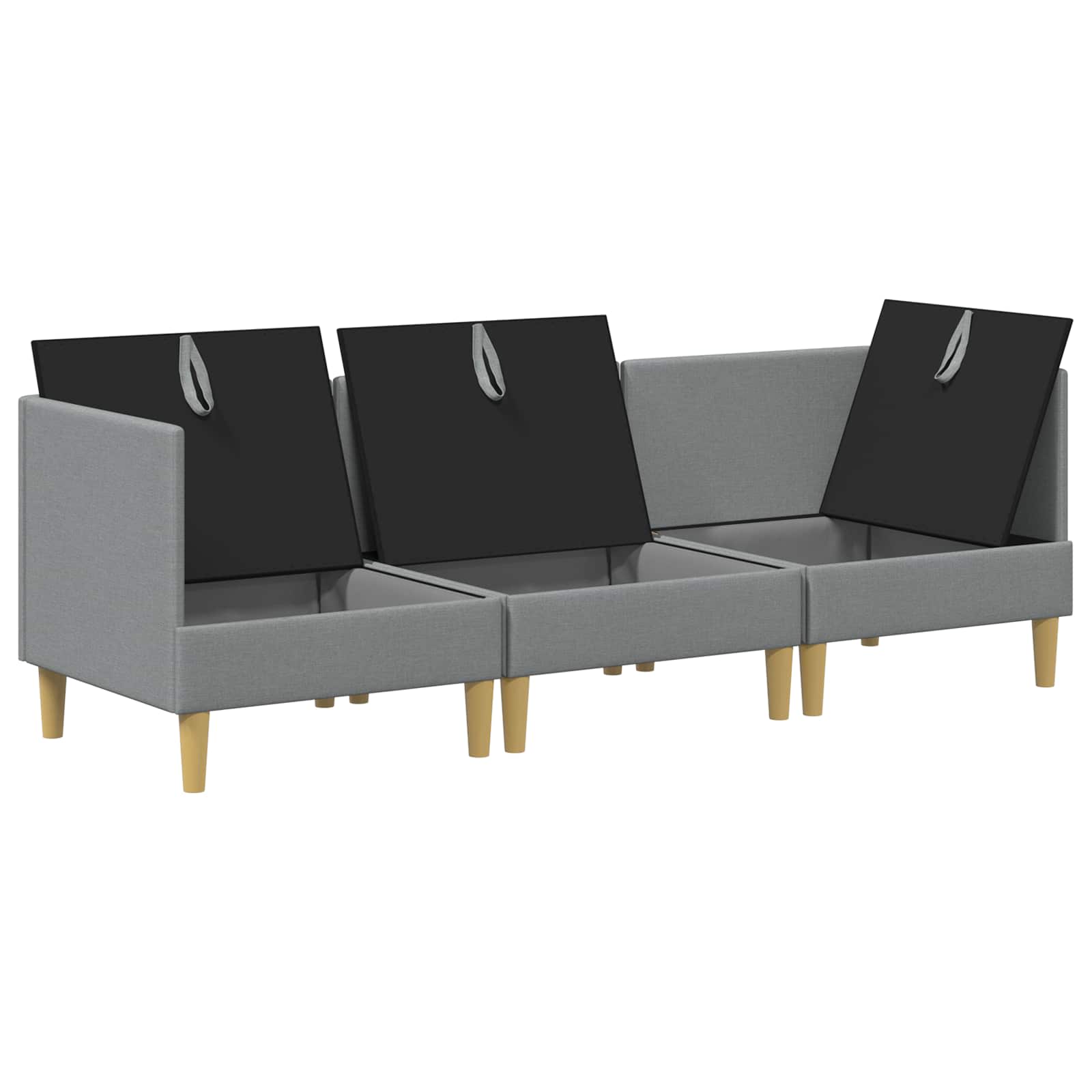 Modular Sofa Set mit Stauraum 3 pcs Hellgrau Stoff