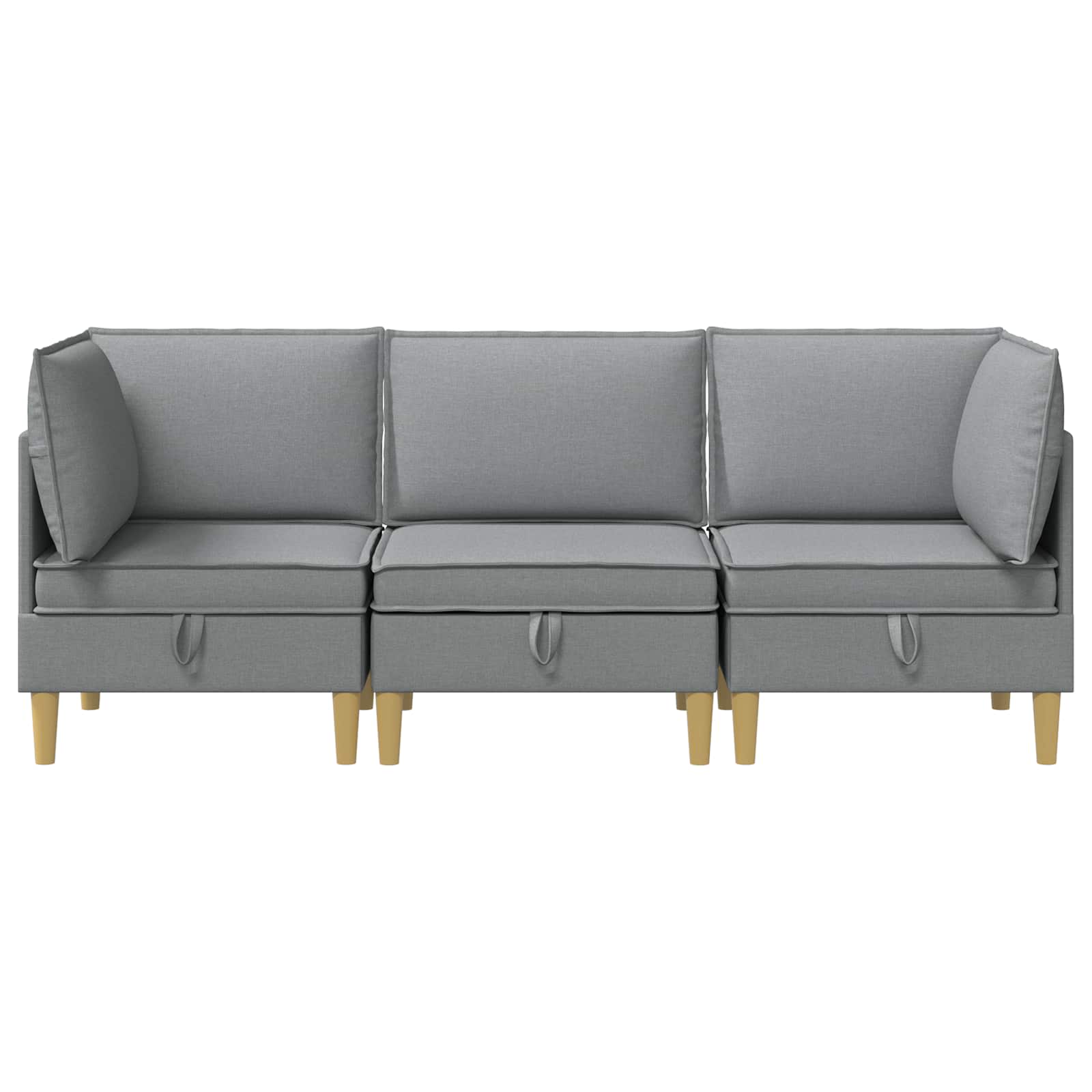 Modular Sofa Set mit Stauraum 3 pcs Hellgrau Stoff