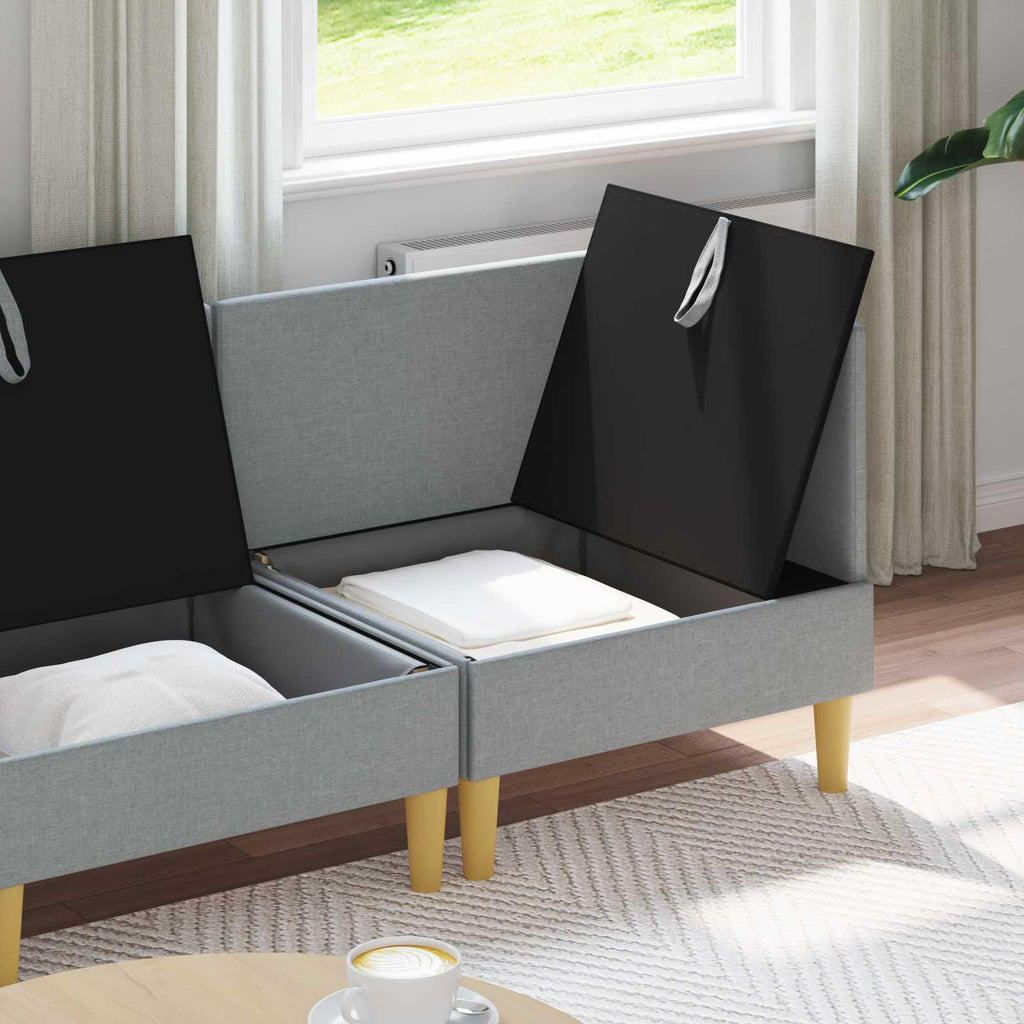 Modular Sofa Set mit Stauraum 4 pcs Hellgrau Stoff