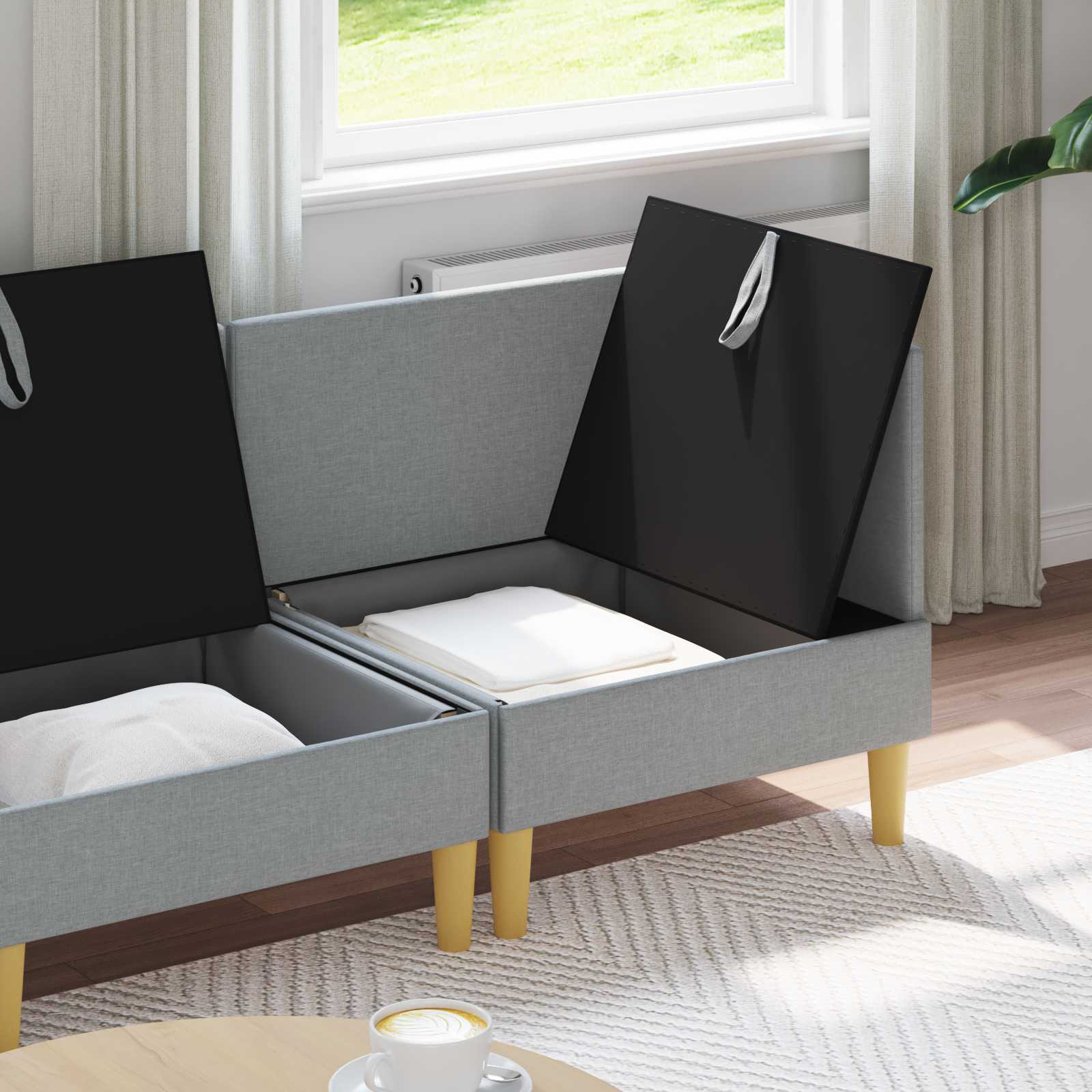 Modular Sofa Set mit Stauraum 4 pcs Hellgrau Stoff