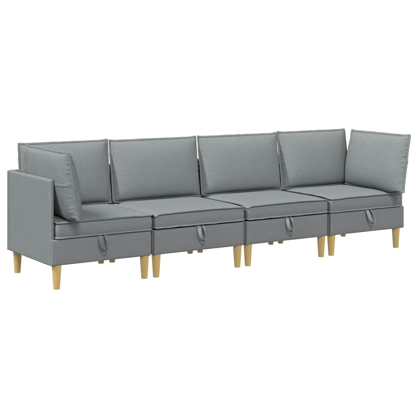 Modular Sofa Set mit Stauraum 4 pcs Hellgrau Stoff
