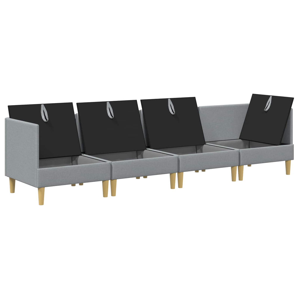 Modular Sofa Set mit Stauraum 4 pcs Hellgrau Stoff