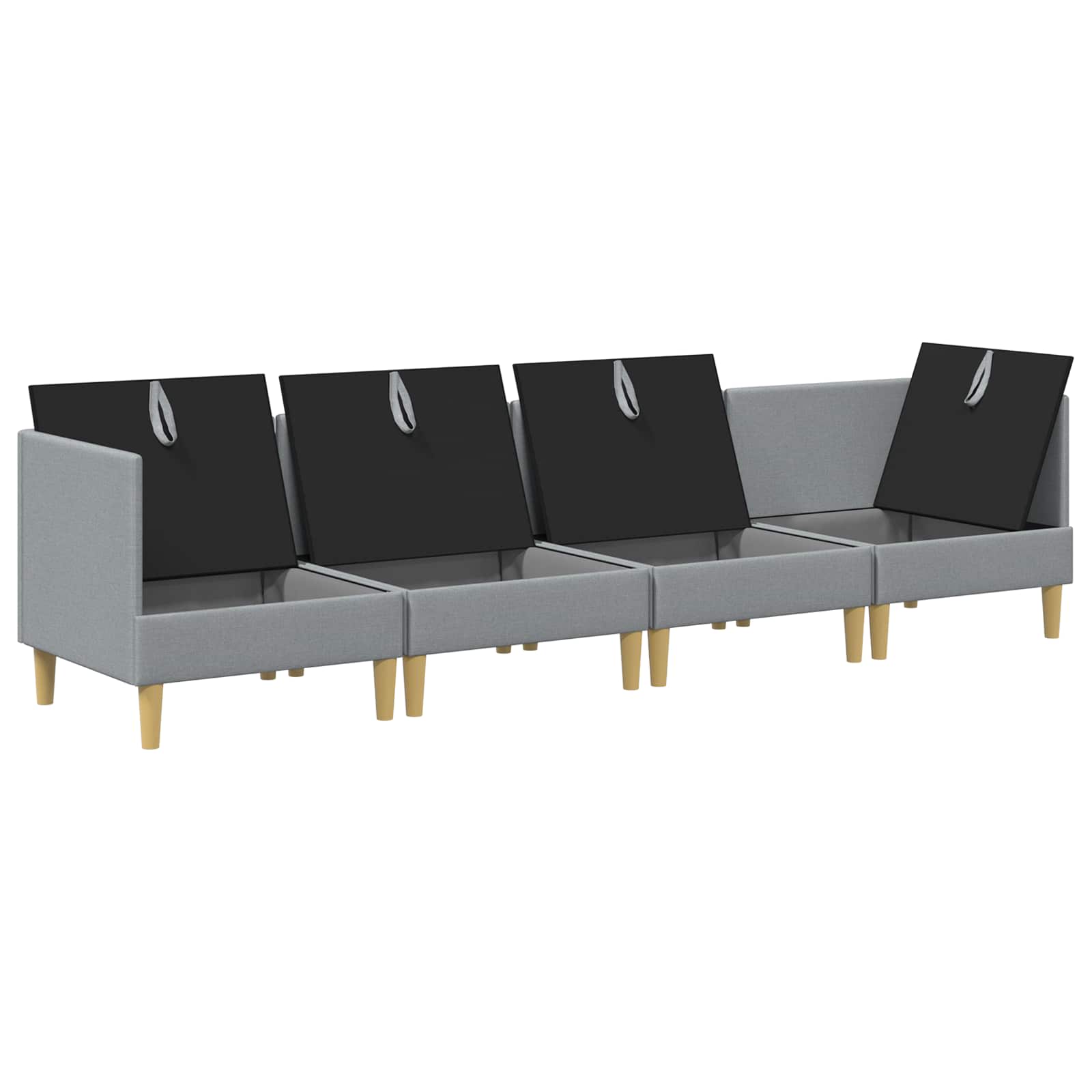 Modular Sofa Set mit Stauraum 4 pcs Hellgrau Stoff