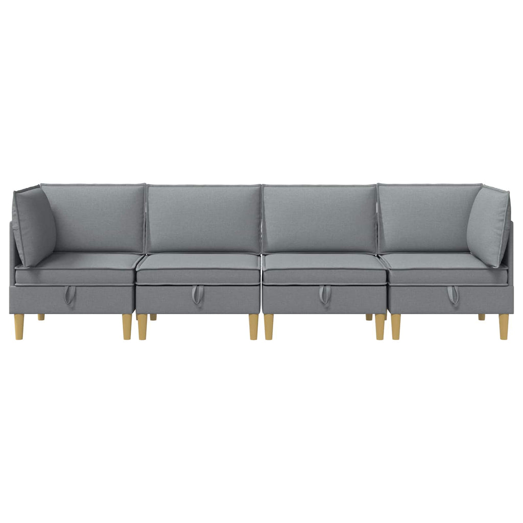 Modular Sofa Set mit Stauraum 4 pcs Hellgrau Stoff