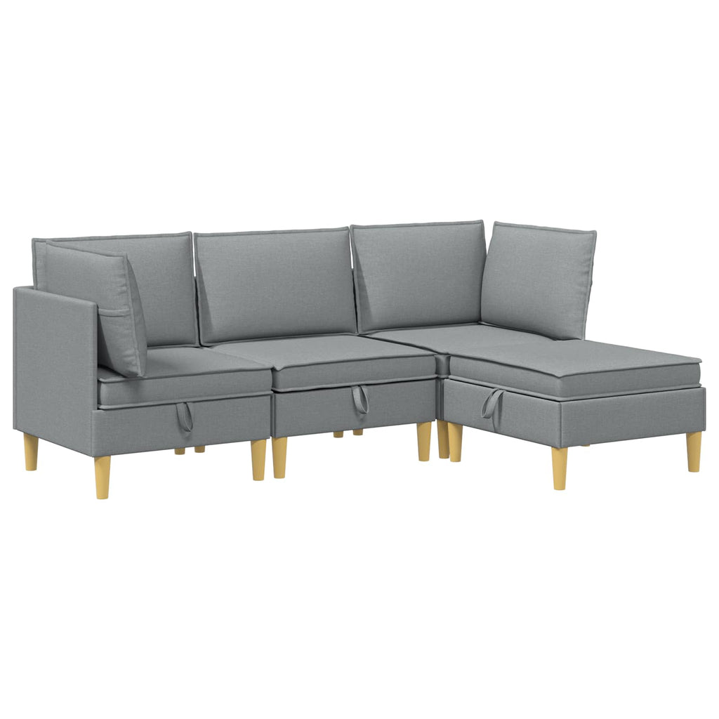 Wohnzimmergarnitur mit Kissen mit Speicher 4 pcs Hellgrau Stoff