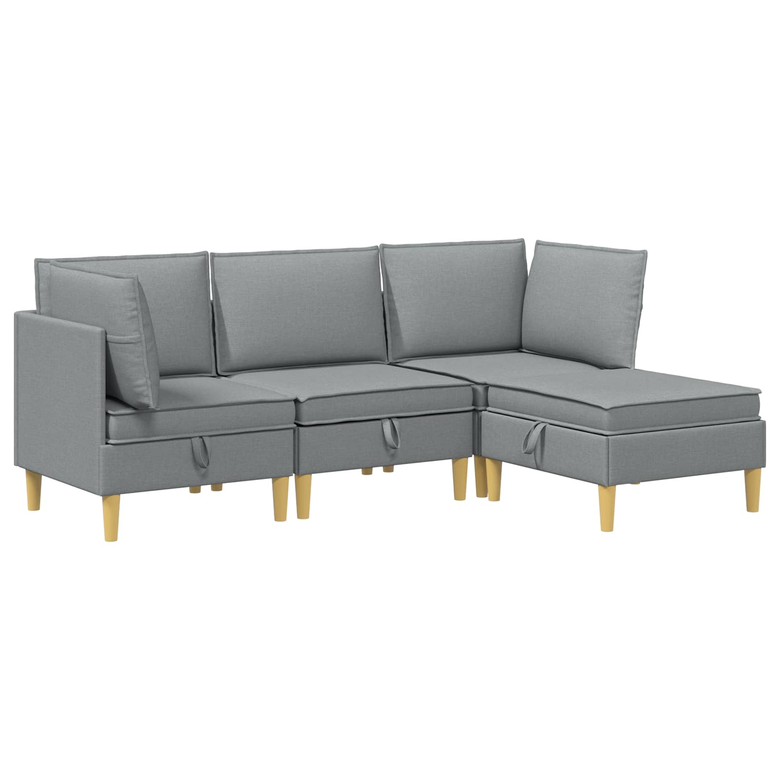 Wohnzimmergarnitur mit Kissen mit Speicher 4 pcs Hellgrau Stoff