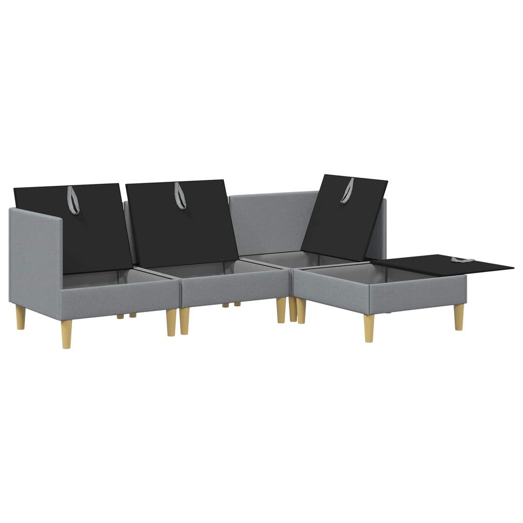 Wohnzimmergarnitur mit Kissen mit Speicher 4 pcs Hellgrau Stoff