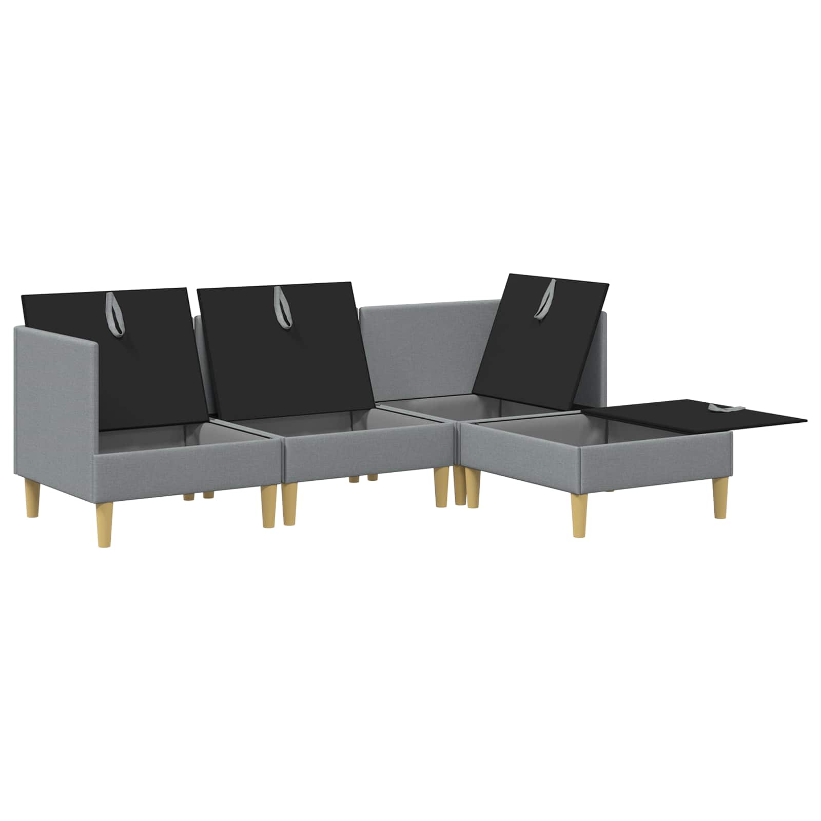 Wohnzimmergarnitur mit Kissen mit Speicher 4 pcs Hellgrau Stoff
