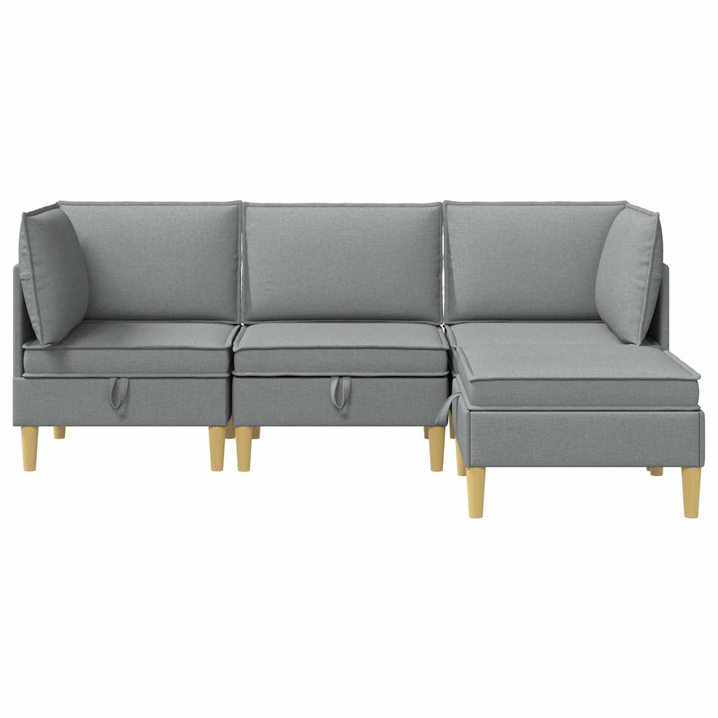 Wohnzimmergarnitur mit Kissen mit Speicher 4 pcs Hellgrau Stoff