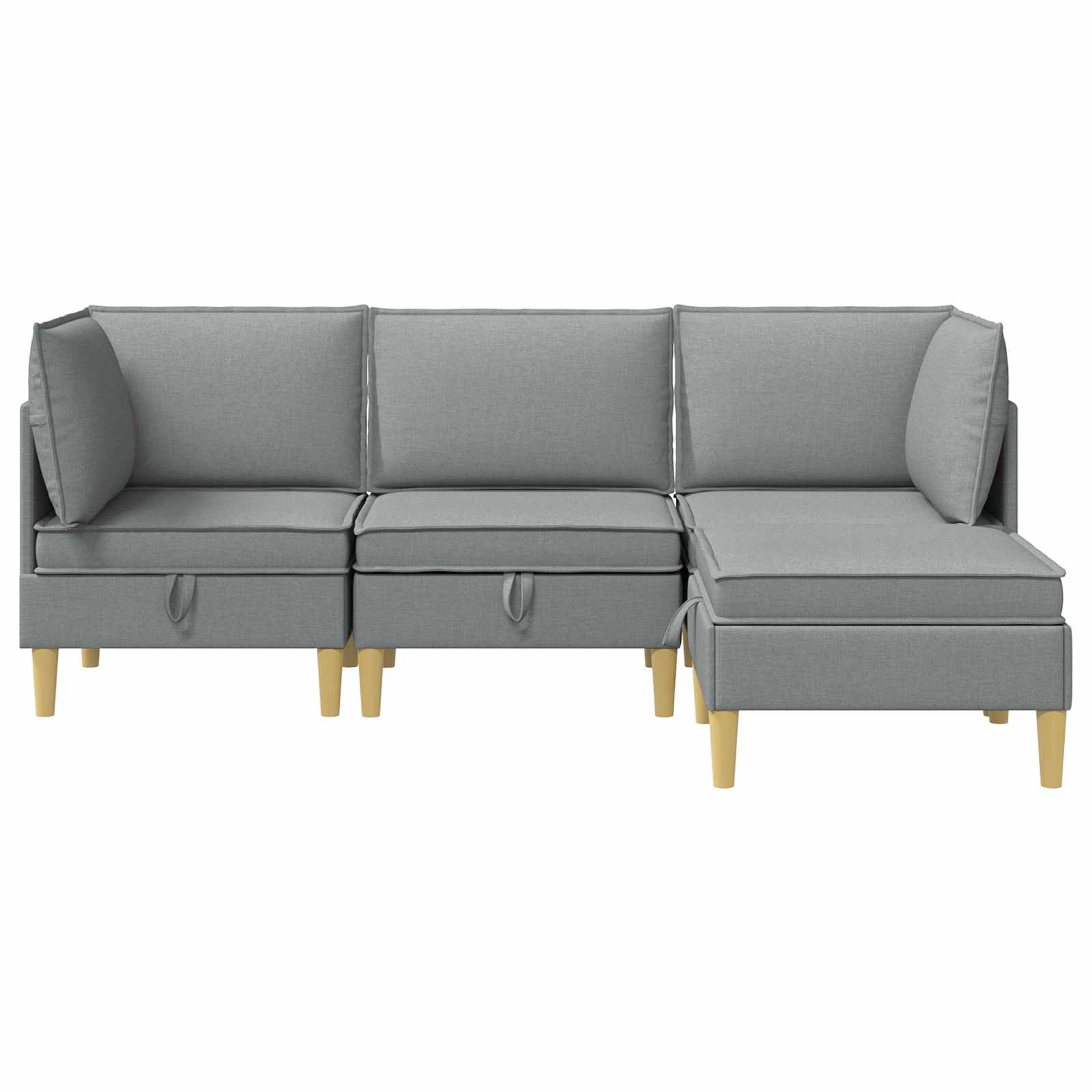 Wohnzimmergarnitur mit Kissen mit Speicher 4 pcs Hellgrau Stoff
