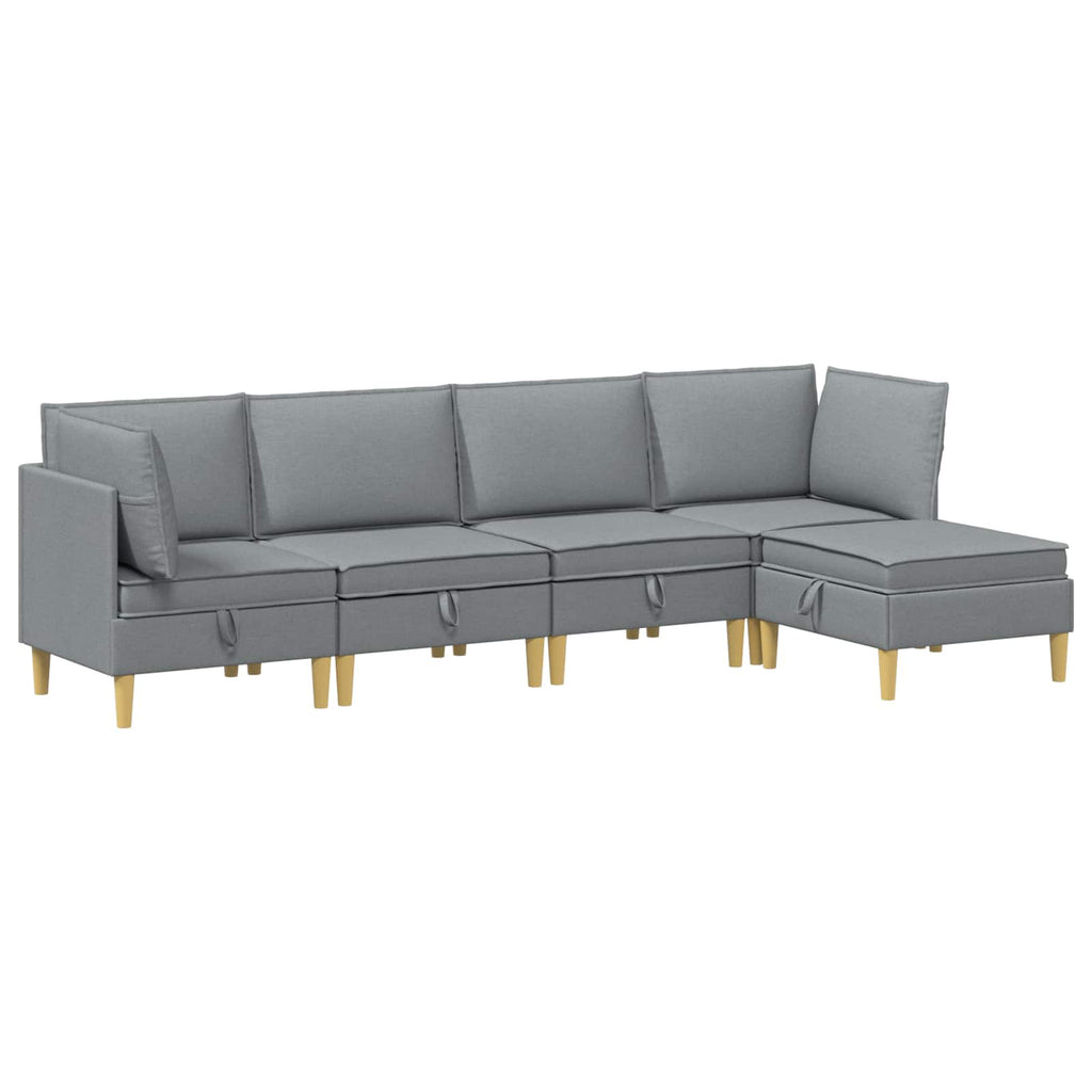 Modular Sofa Set mit Stauraum 5 pcs Hellgrau Stoff