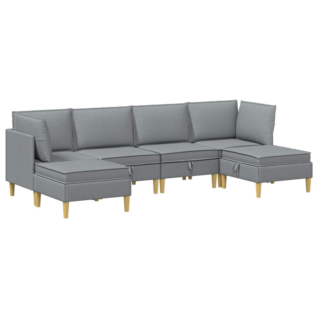 Modular Sofa Set mit Stauraum 6 pcs Hellgrau Stoff
