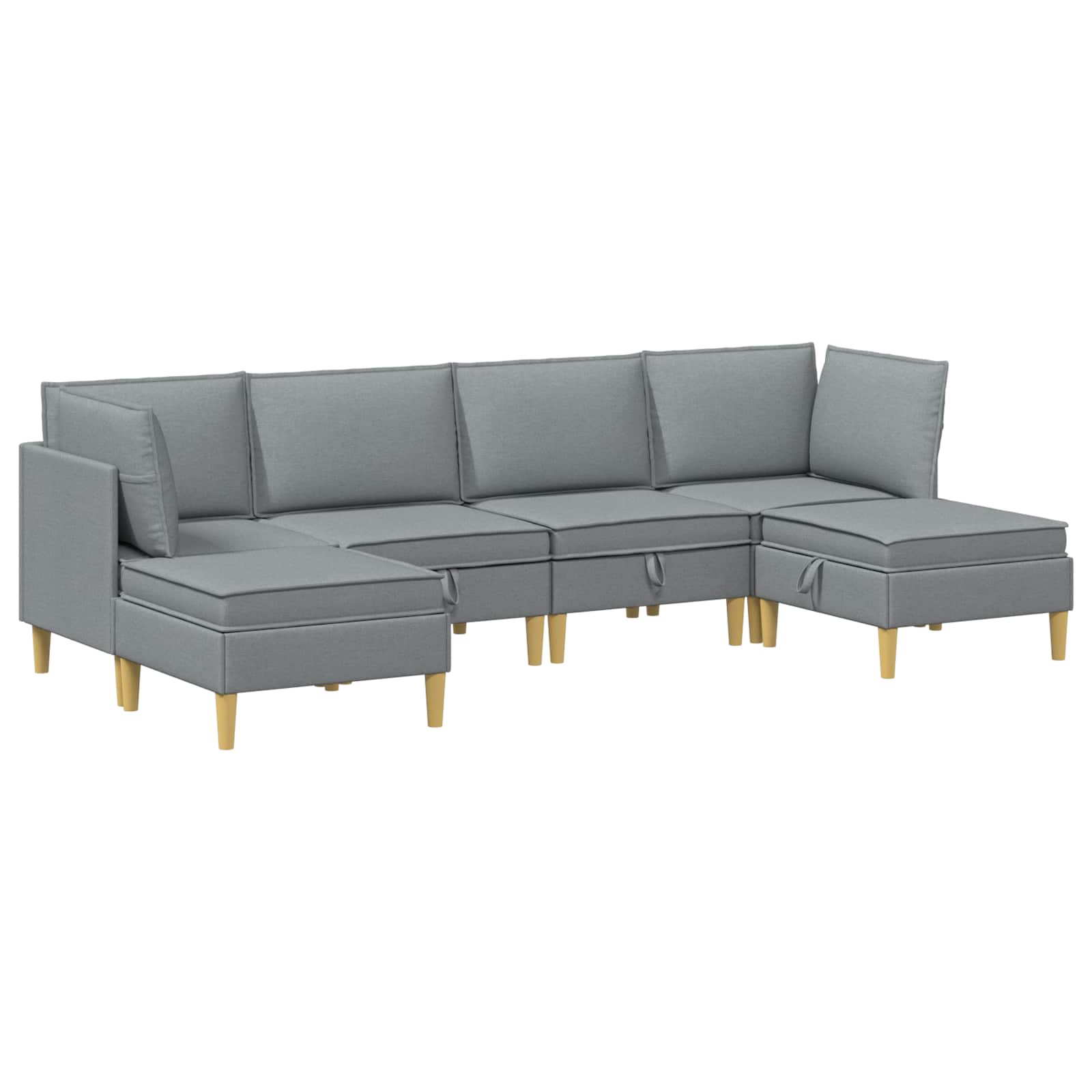 Modular Sofa Set mit Stauraum 6 pcs Hellgrau Stoff