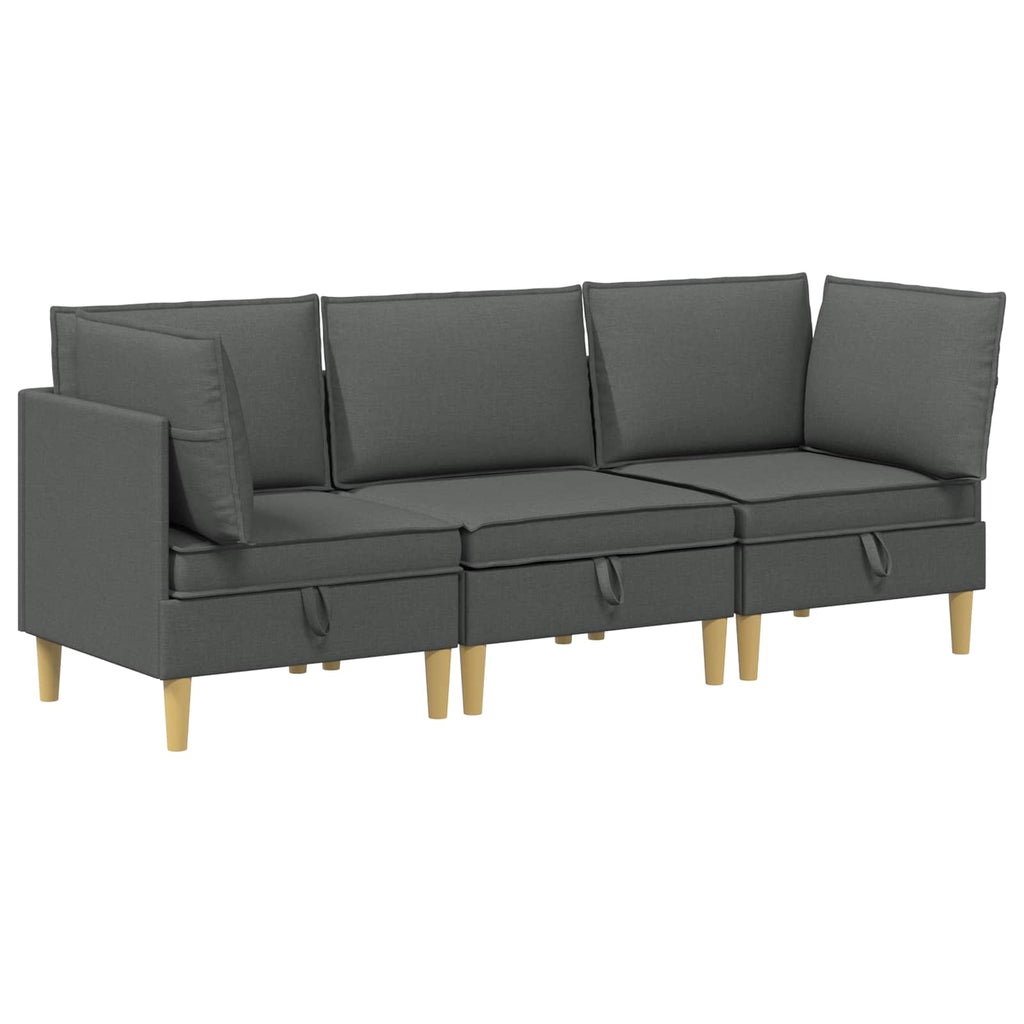 Modular Sofa Set mit Stauraum 3 pcs Dunkelgrau Stoff