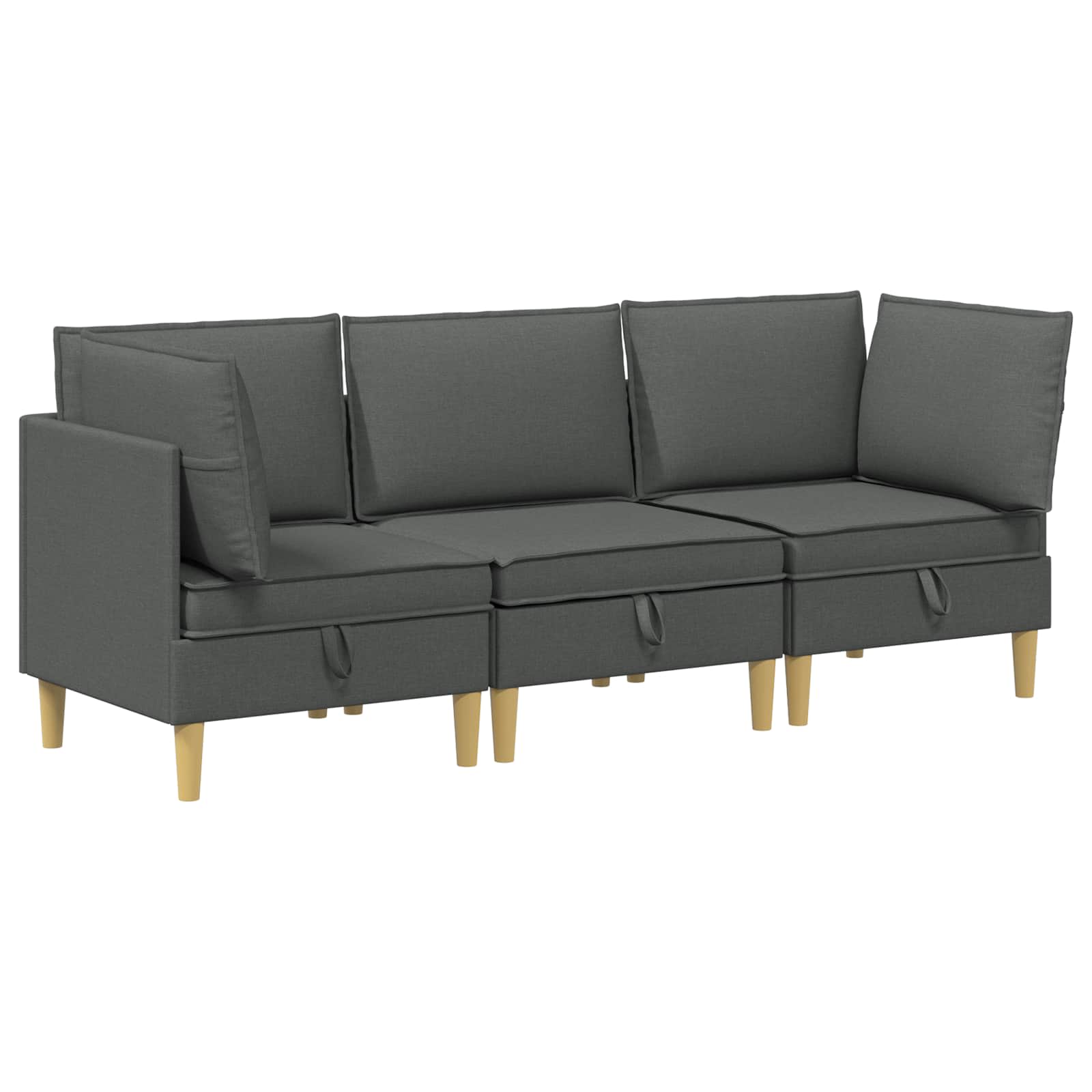 Modular Sofa Set mit Stauraum 3 pcs Dunkelgrau Stoff
