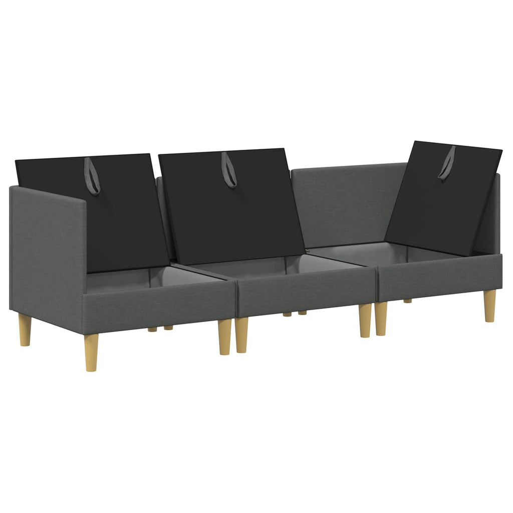 Modular Sofa Set mit Stauraum 3 pcs Dunkelgrau Stoff