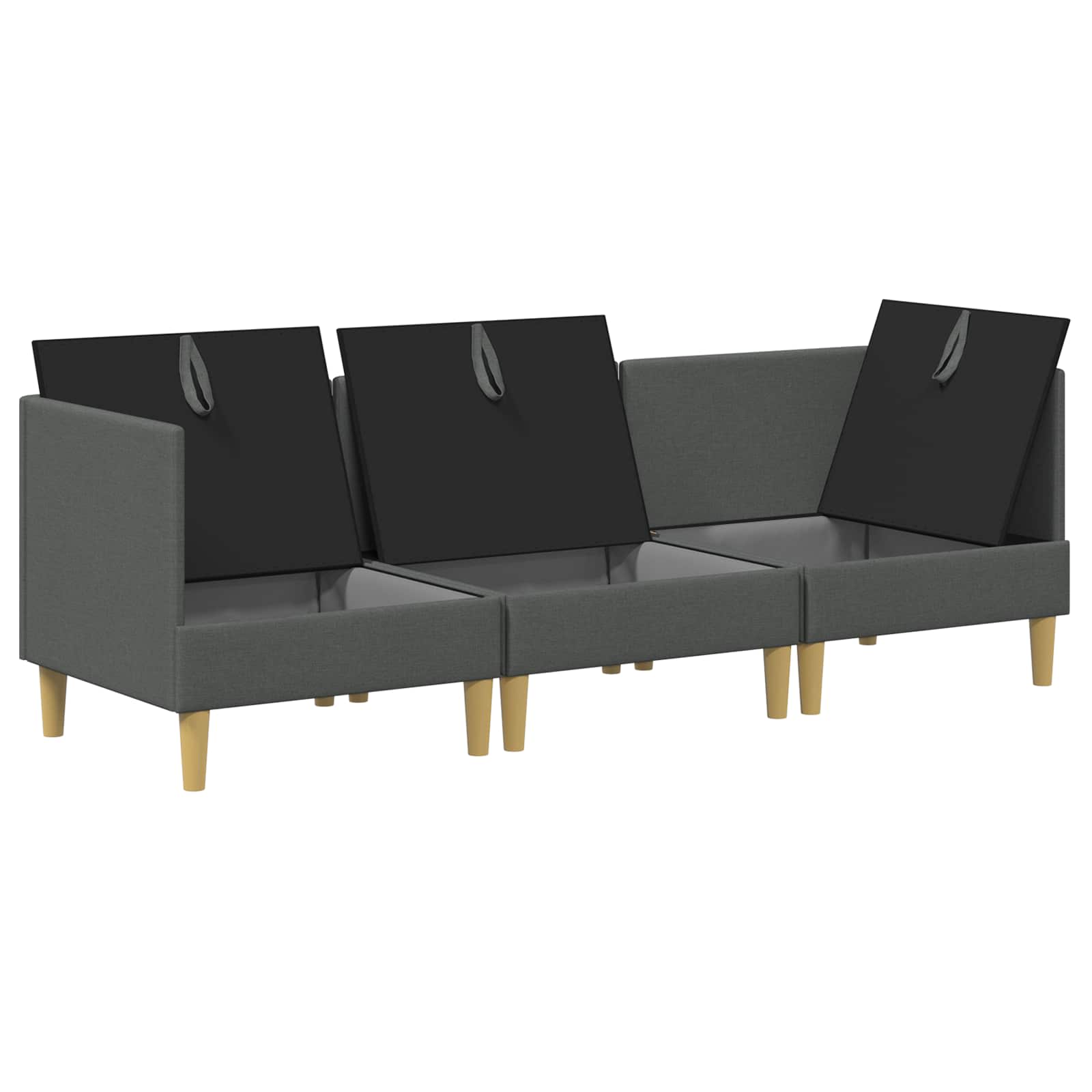 Modular Sofa Set mit Stauraum 3 pcs Dunkelgrau Stoff
