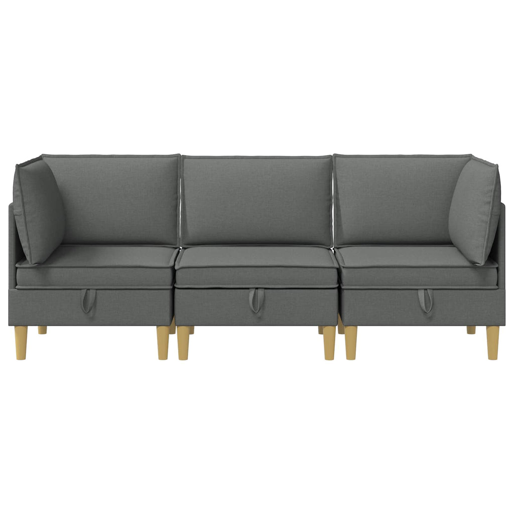 Modular Sofa Set mit Stauraum 3 pcs Dunkelgrau Stoff
