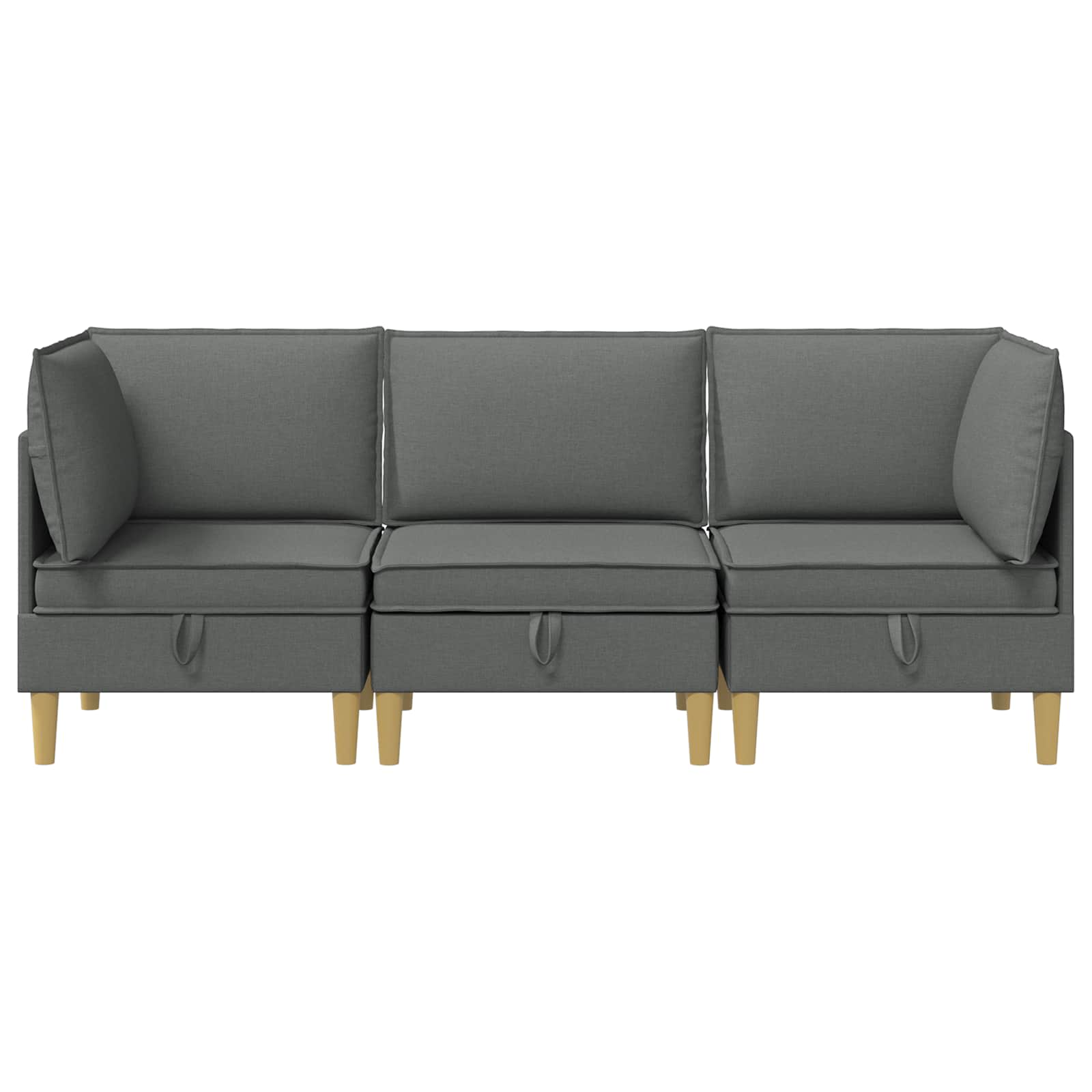 Modular Sofa Set mit Stauraum 3 pcs Dunkelgrau Stoff