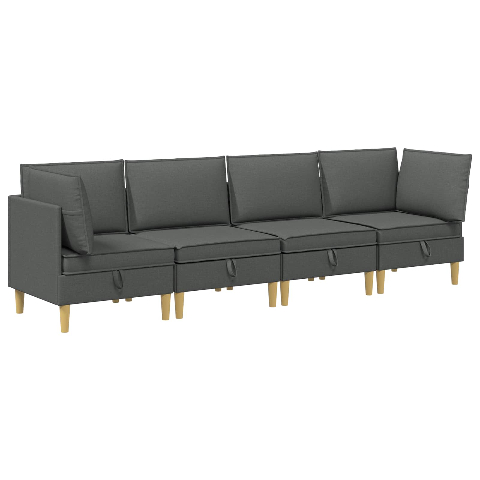 Modular Sofa Set mit Stauraum 4 pcs Dunkelgrau Stoff