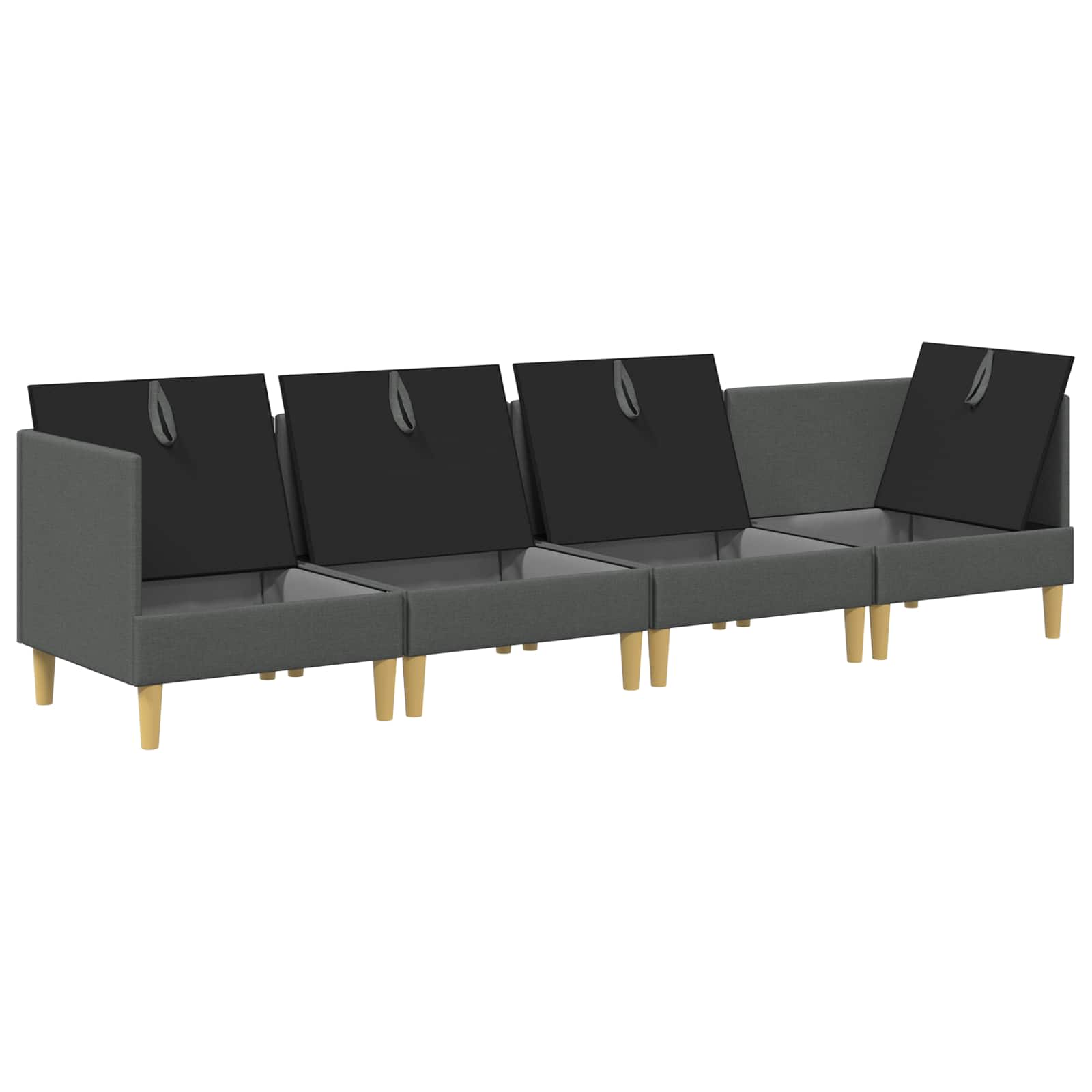 Modular Sofa Set mit Stauraum 4 pcs Dunkelgrau Stoff