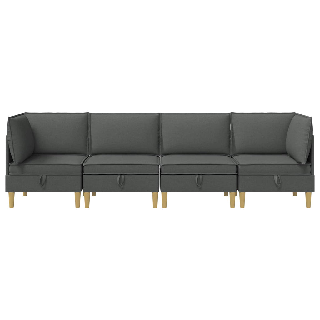 Modular Sofa Set mit Stauraum 4 pcs Dunkelgrau Stoff
