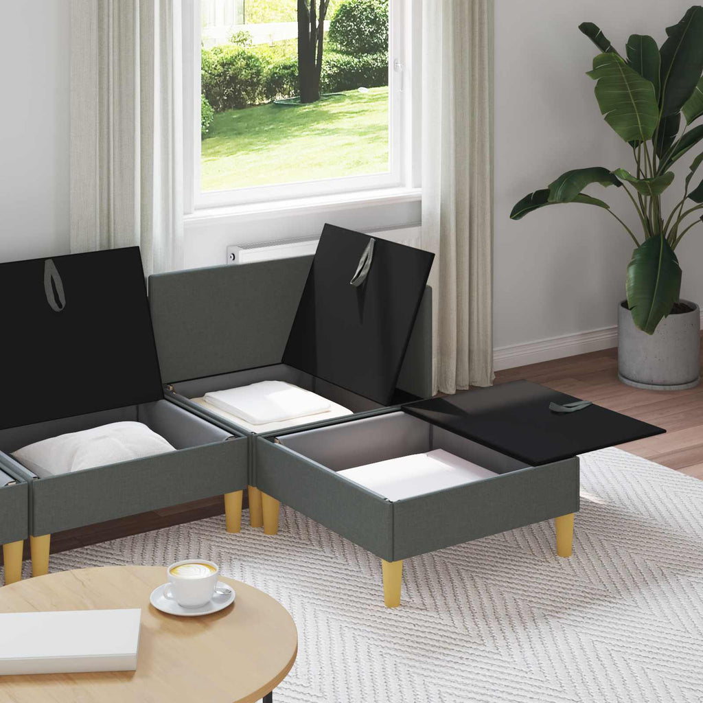 Modular Sofa Set mit Stauraum 4 pcs Dunkelgrau Stoff