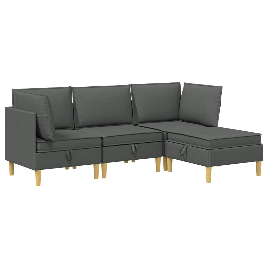 Modular Sofa Set mit Stauraum 4 pcs Dunkelgrau Stoff
