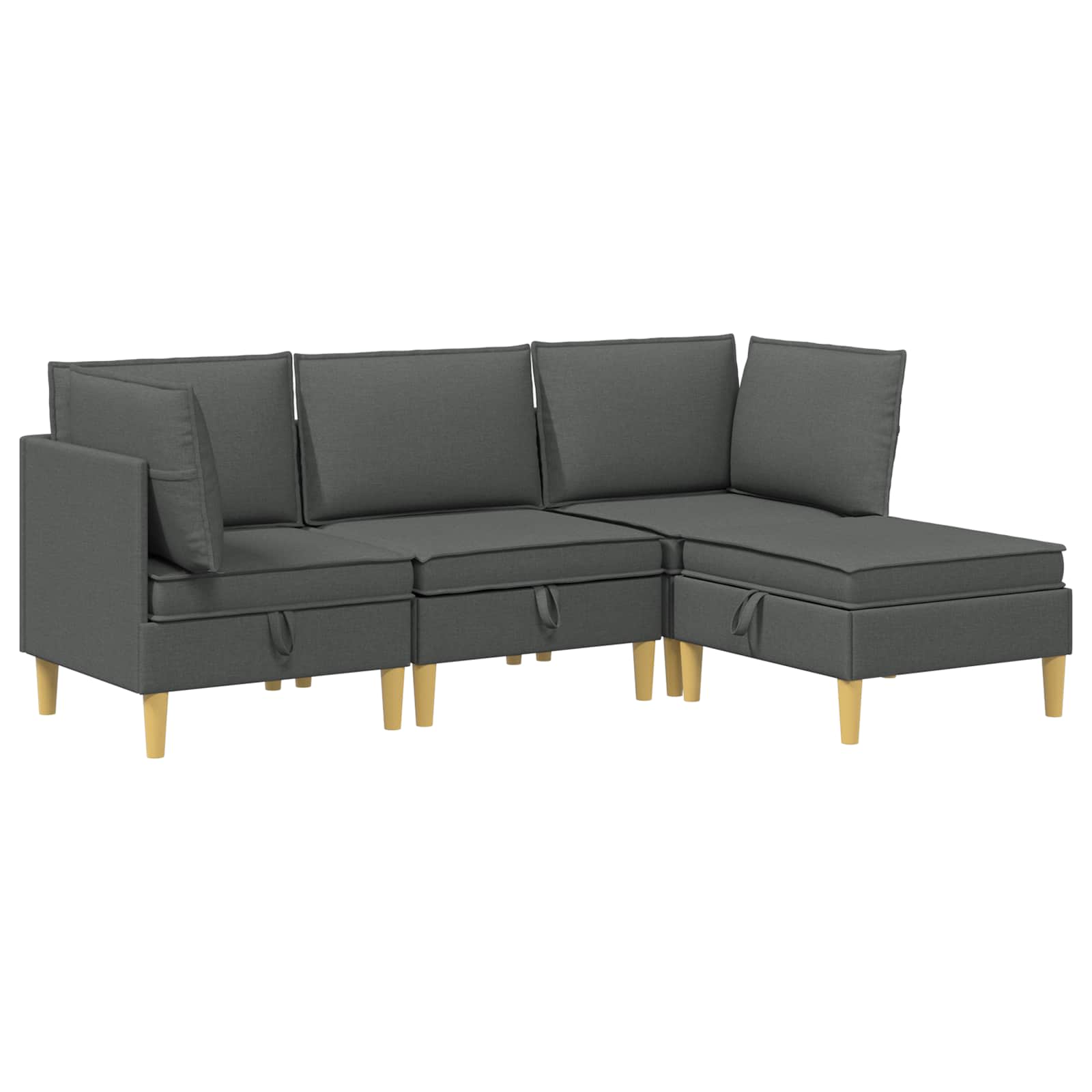 Modular Sofa Set mit Stauraum 4 pcs Dunkelgrau Stoff