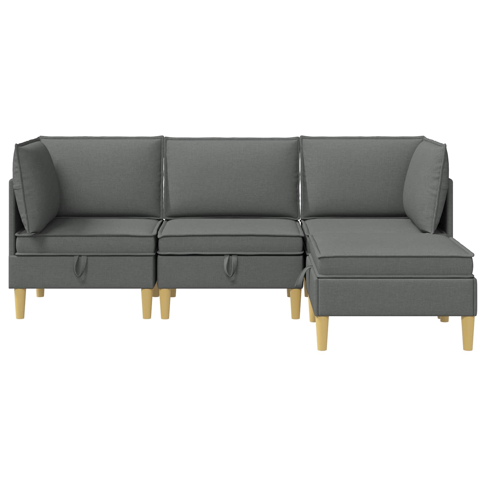 Modular Sofa Set mit Stauraum 4 pcs Dunkelgrau Stoff