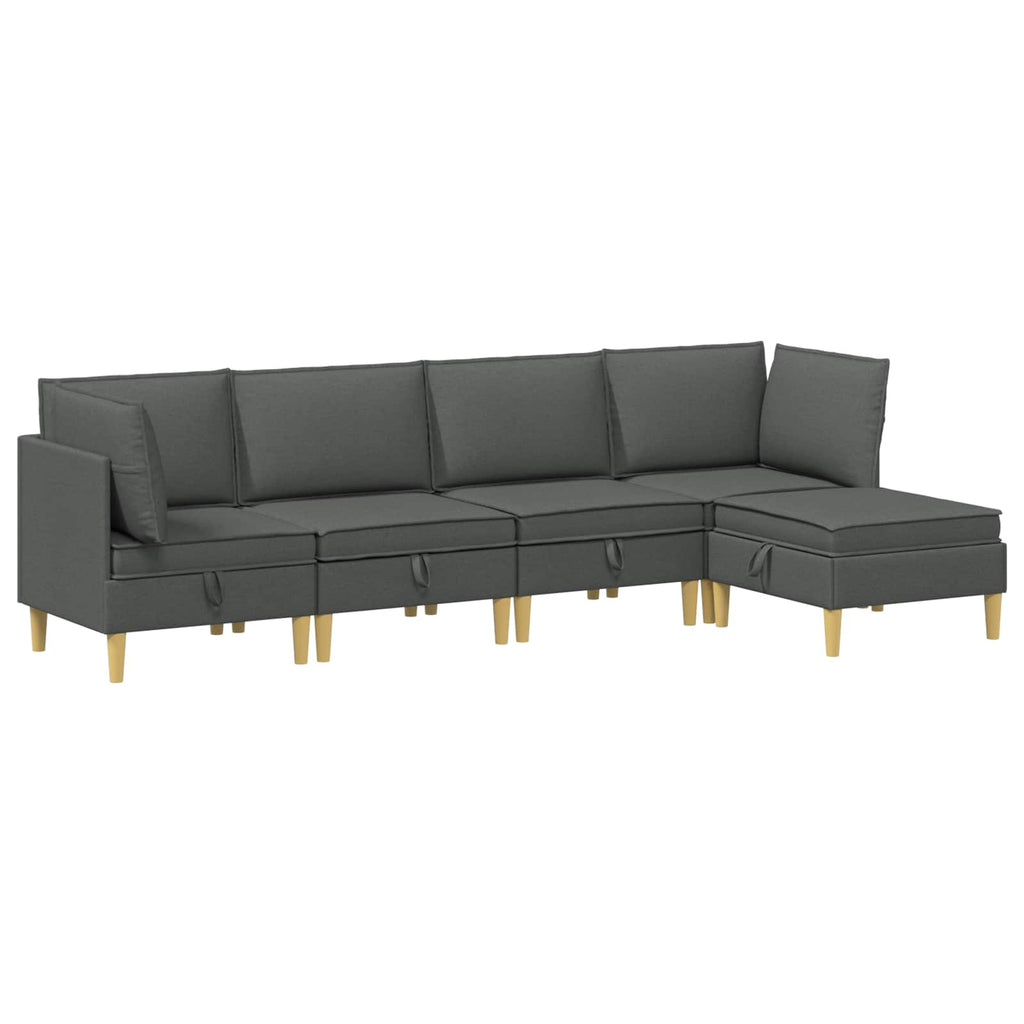 Modular Sofa Set mit Stauraum 5 pcs Dunkelgrau Stoff