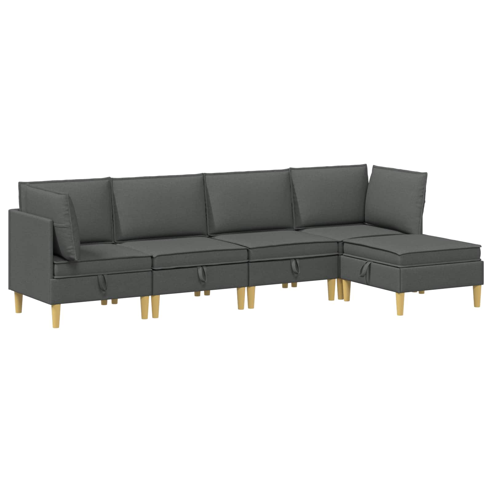 Modular Sofa Set mit Stauraum 5 pcs Dunkelgrau Stoff