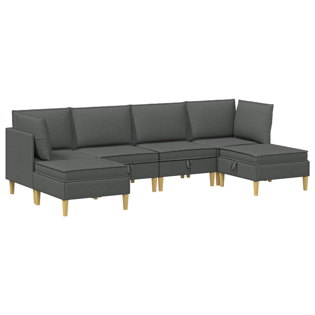 Modular Sofa Set mit Stauraum 6 pcs Dunkelgrau Stoff