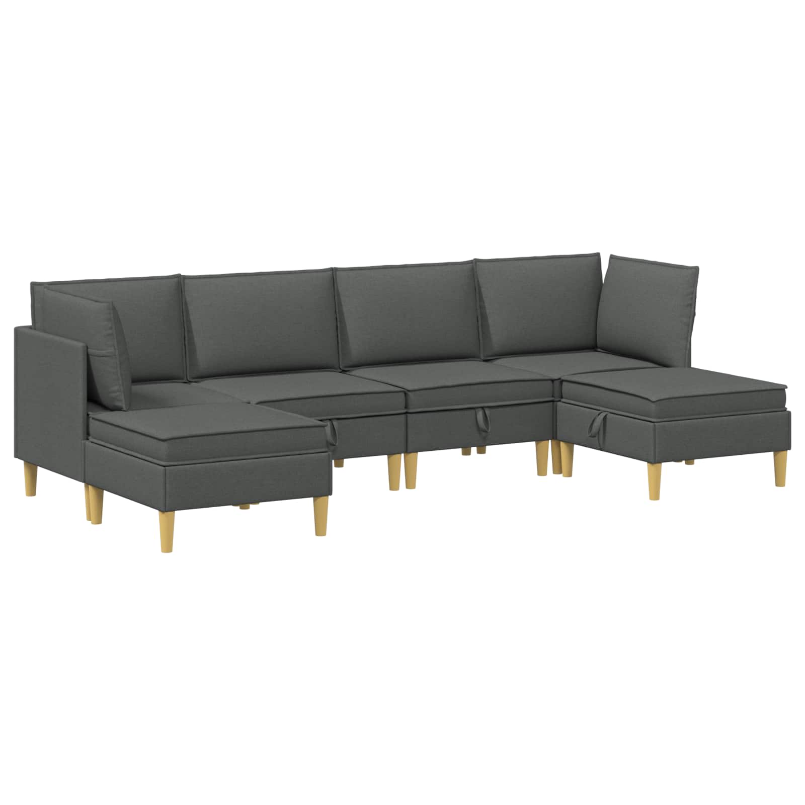 Modular Sofa Set mit Stauraum 6 pcs Dunkelgrau Stoff