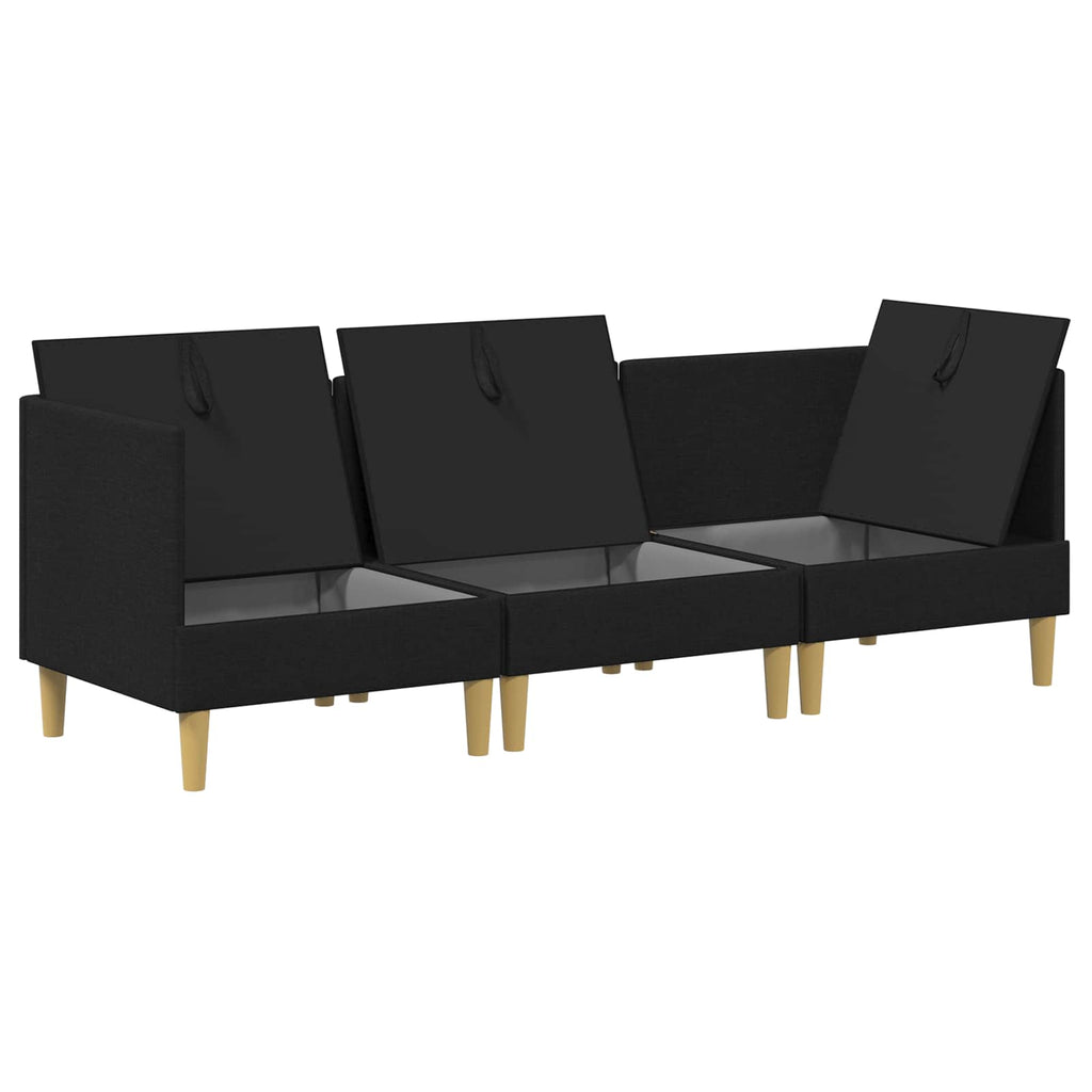 Modular Sofa Set mit Stauraum 3 pcs Schwarz Stoff