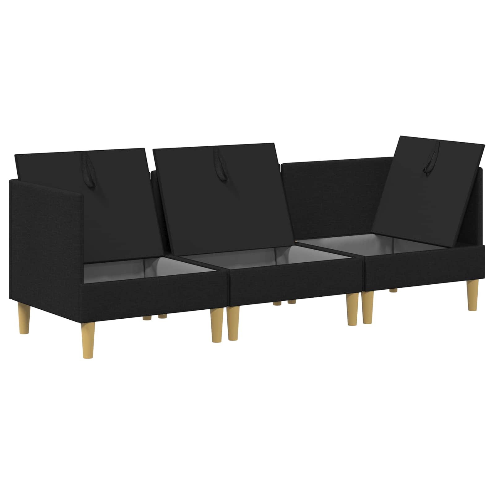 Modular Sofa Set mit Stauraum 3 pcs Schwarz Stoff