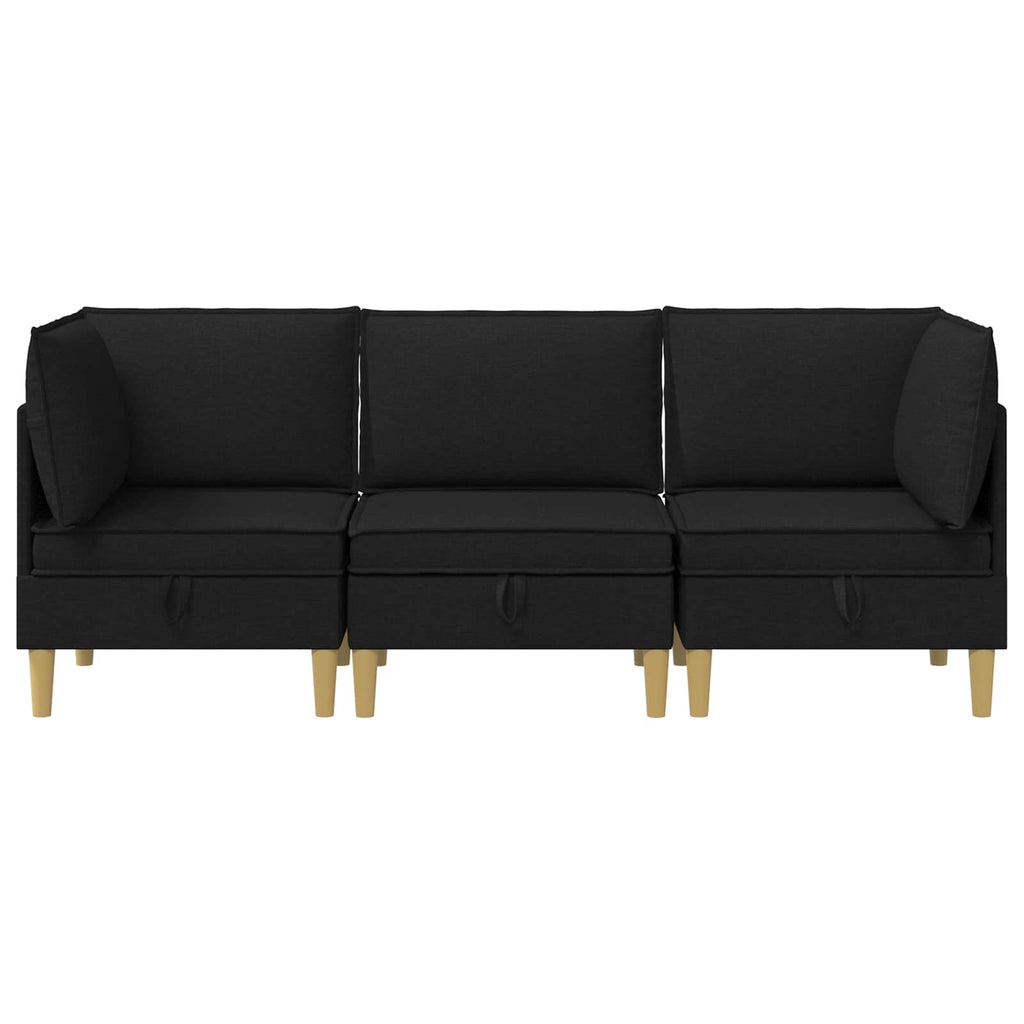 Modular Sofa Set mit Stauraum 3 pcs Schwarz Stoff