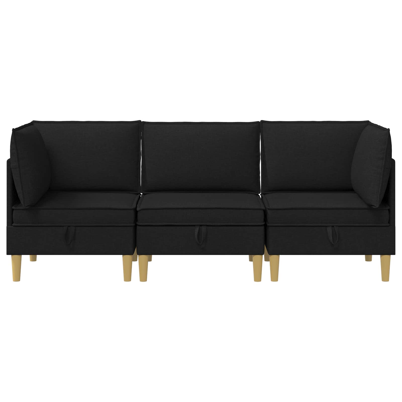 Modular Sofa Set mit Stauraum 3 pcs Schwarz Stoff
